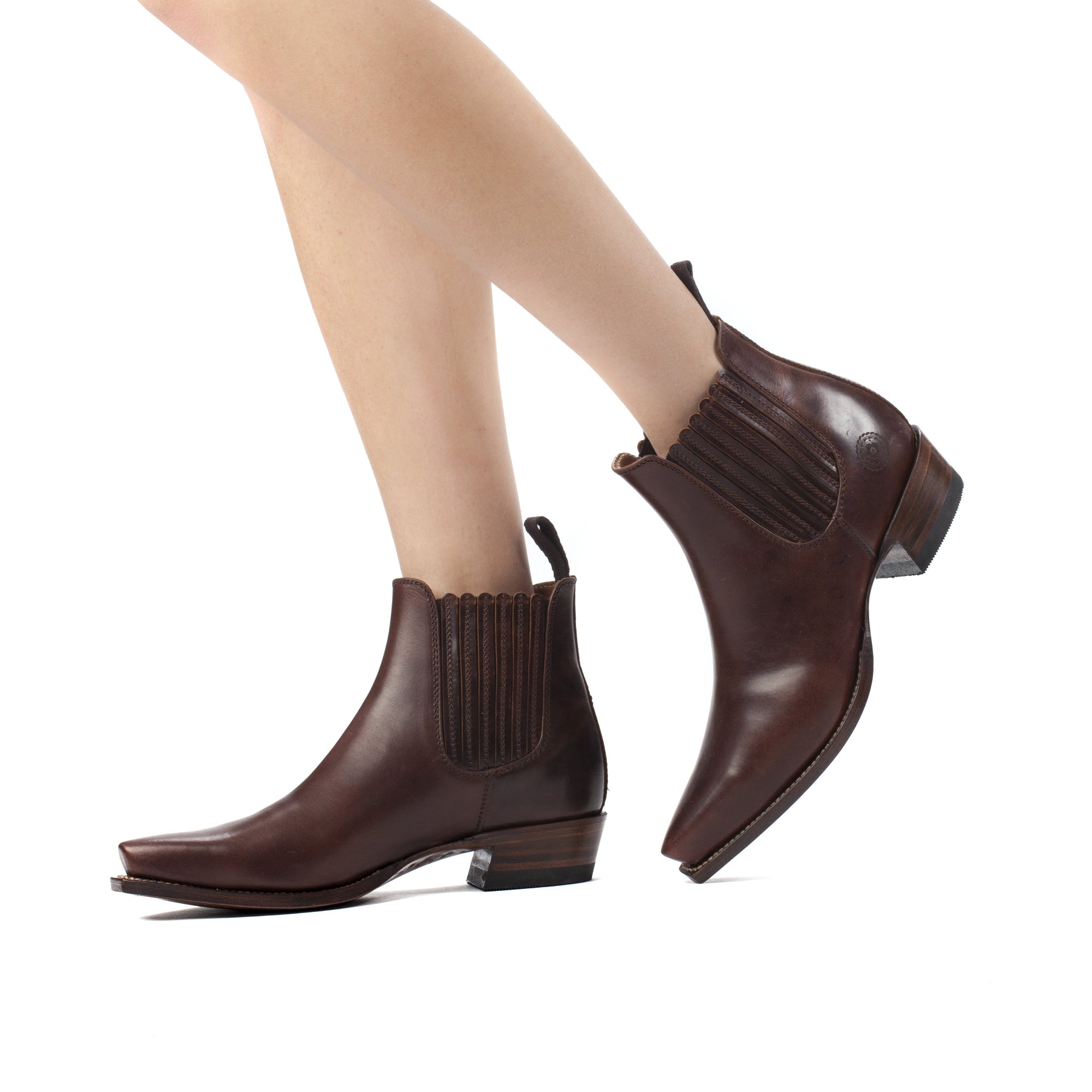 Womens Veronica Brown Chelsea Leather Boots by Ranch Road Boots™ - Side
