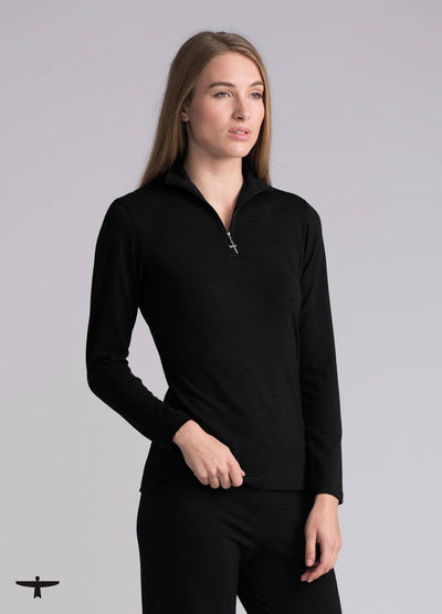 Womens Zip Shirt - Black-Untouched World-Te Huia New Zealand